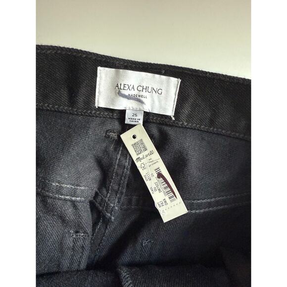 $168 New Madewell Alexa Chung High Rise Straight Jeans - black - Size 25 - Picture 6 of 12